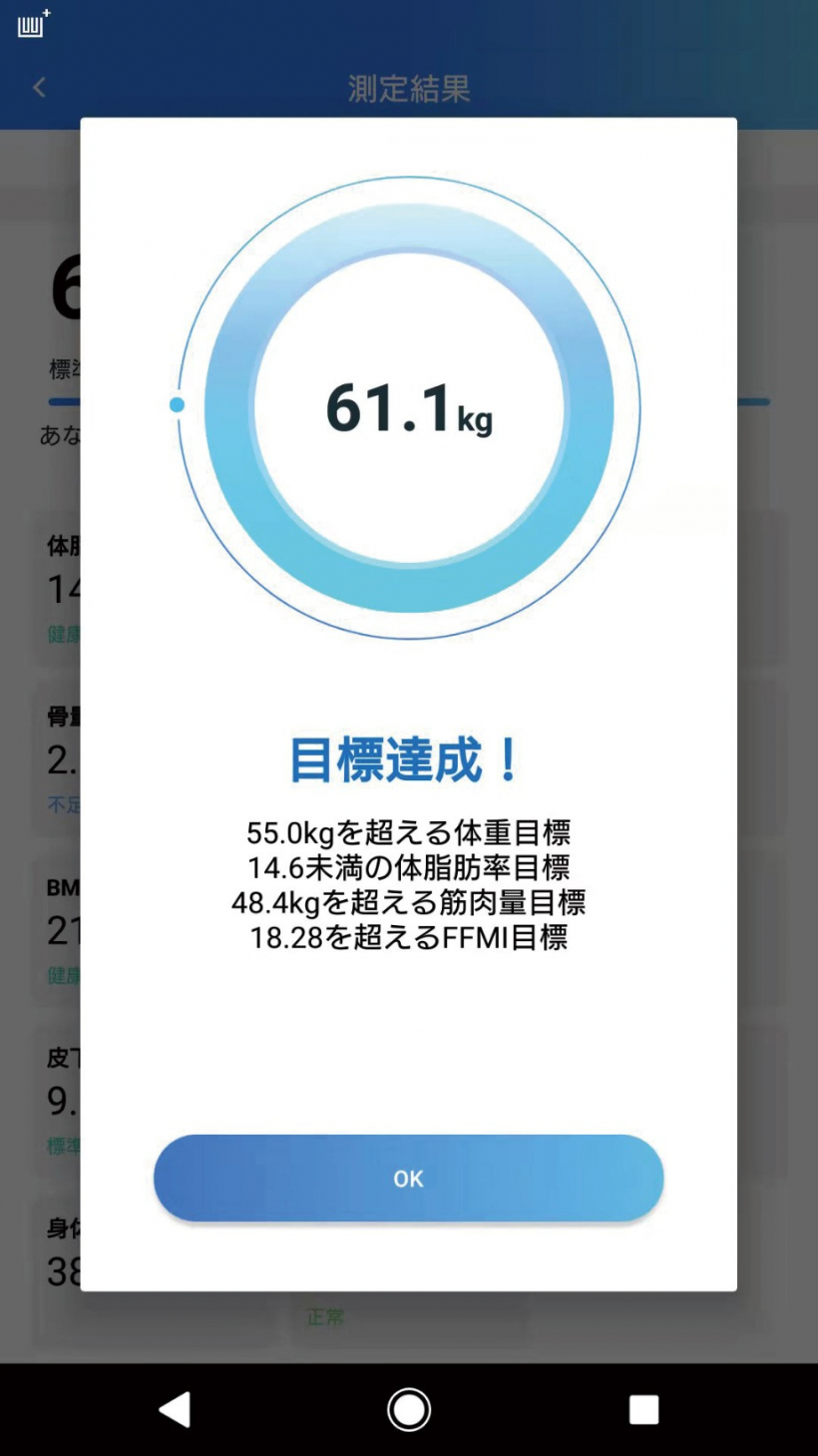 目標達成のお知らせ表示