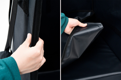 破損を防ぐ約8mmのクッション材と、灯油が漏れても安心な着脱式トレーを採用