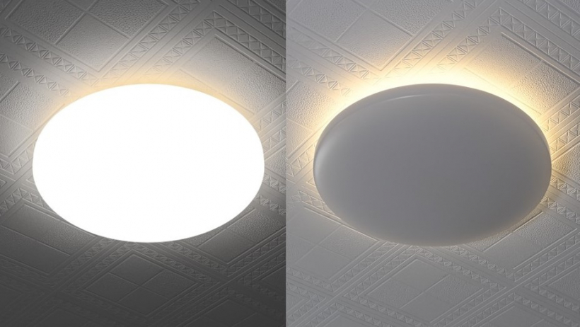 画像左：通常使用時、画像右：間接照明時